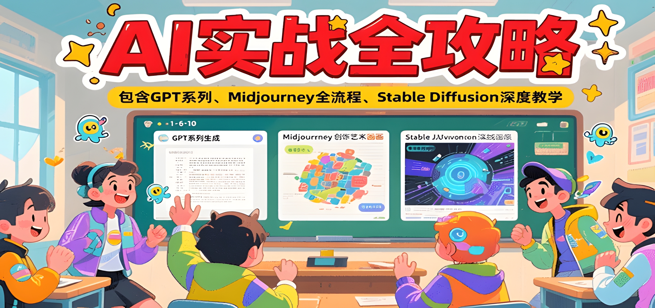 AI实战全攻略,包含GPT系列、Midjourney全流程、Stable Diffusion深度教学