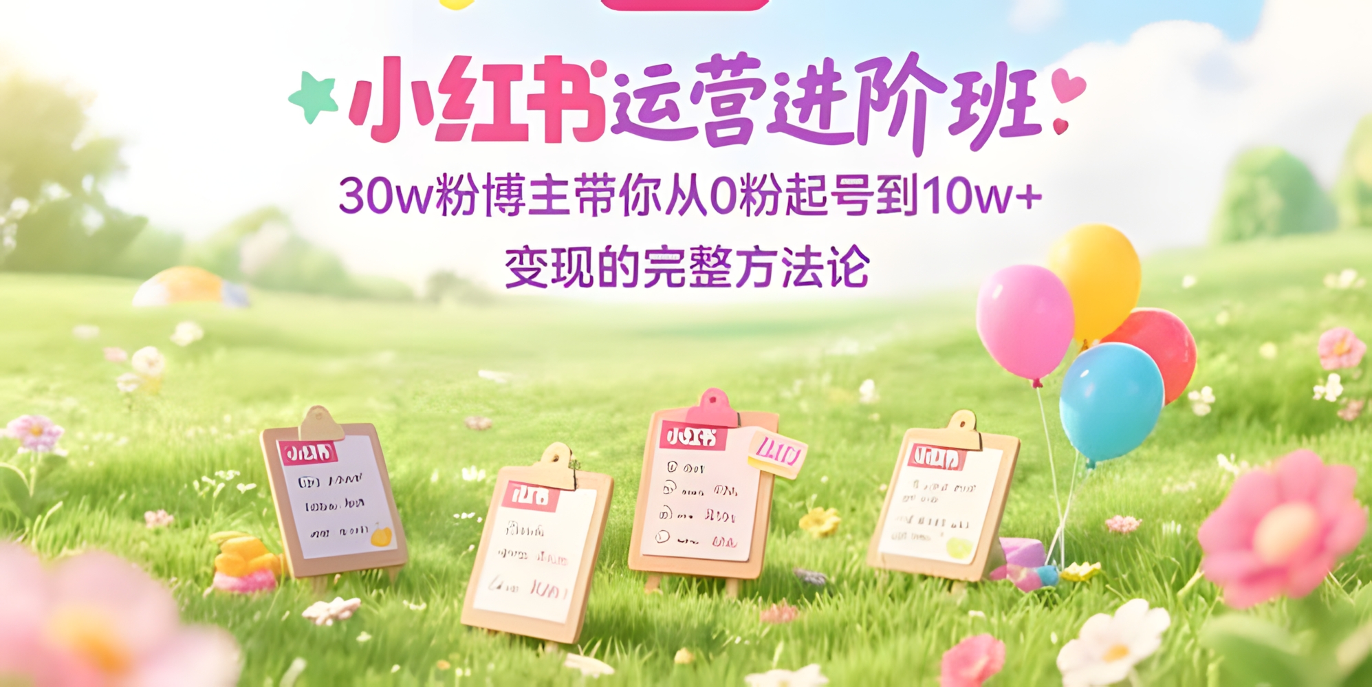 小红书运营进阶班:30w粉博主带你从0粉起号到10w+变现的完整方法论