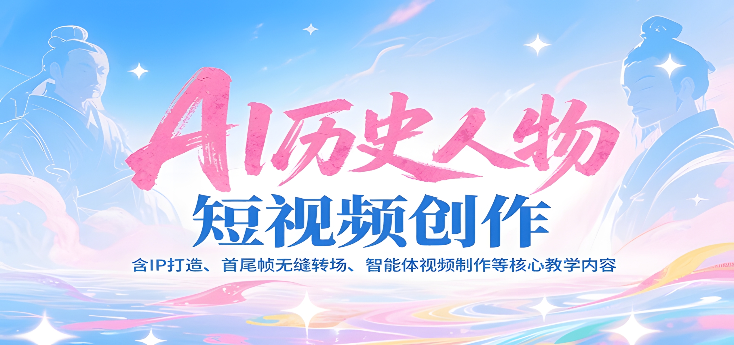 AI历史人物短视频创作,含IP打造、首尾帧无缝转场、智能体视频制作等核心教学内容