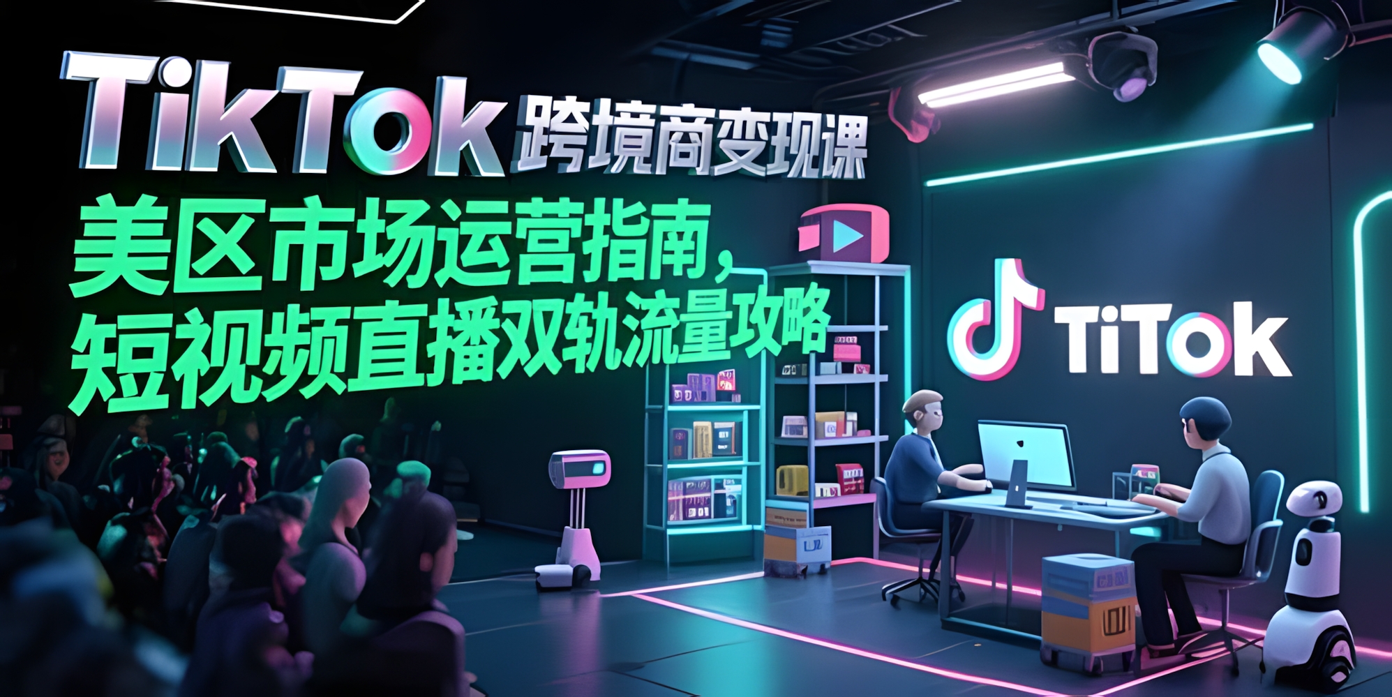 TikTok跨境电商变现课,美区市场运营指南,短视频直播双轨流量攻略