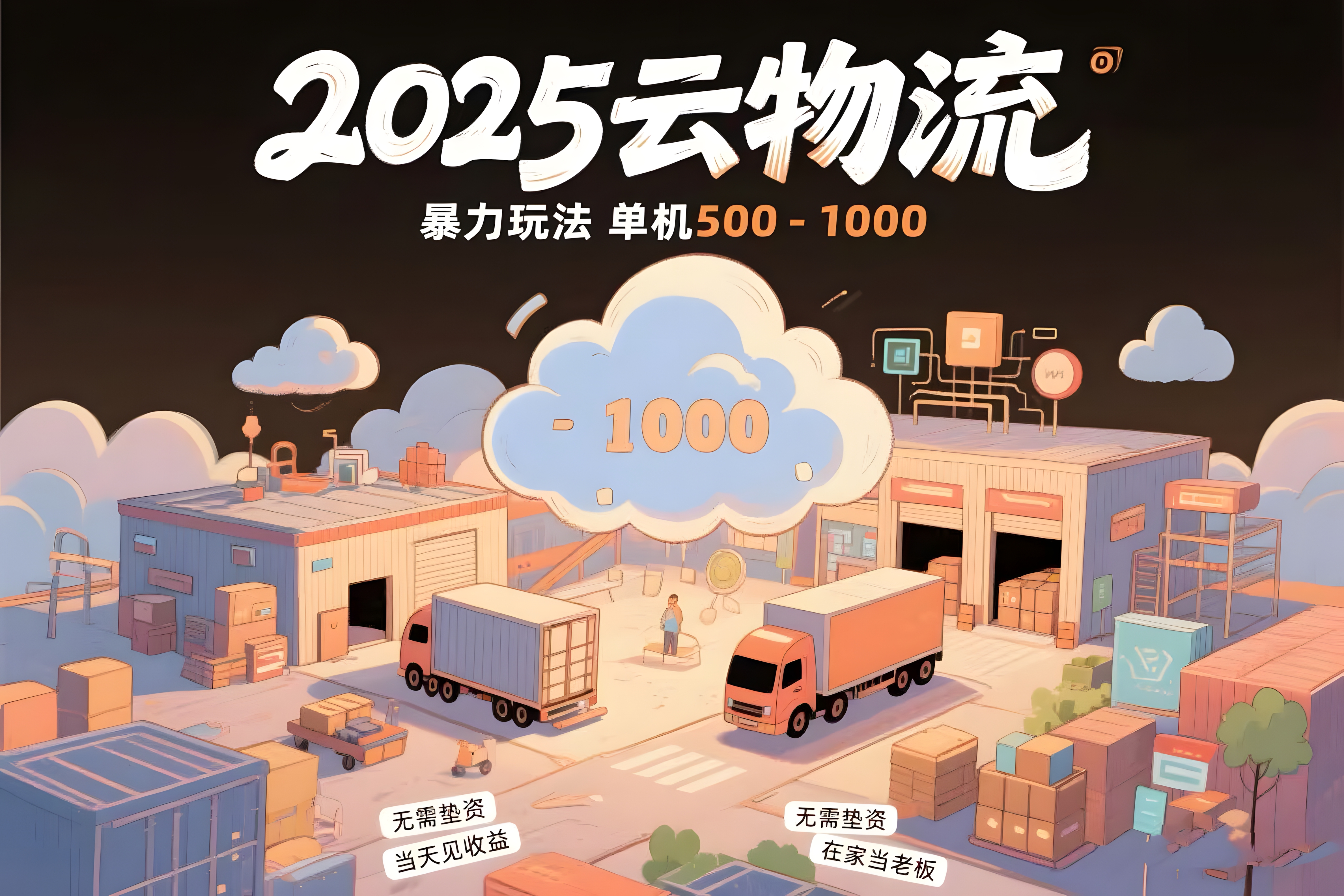 云物流赚差价,项目纯利润500~1000,无需垫资,当天到账。