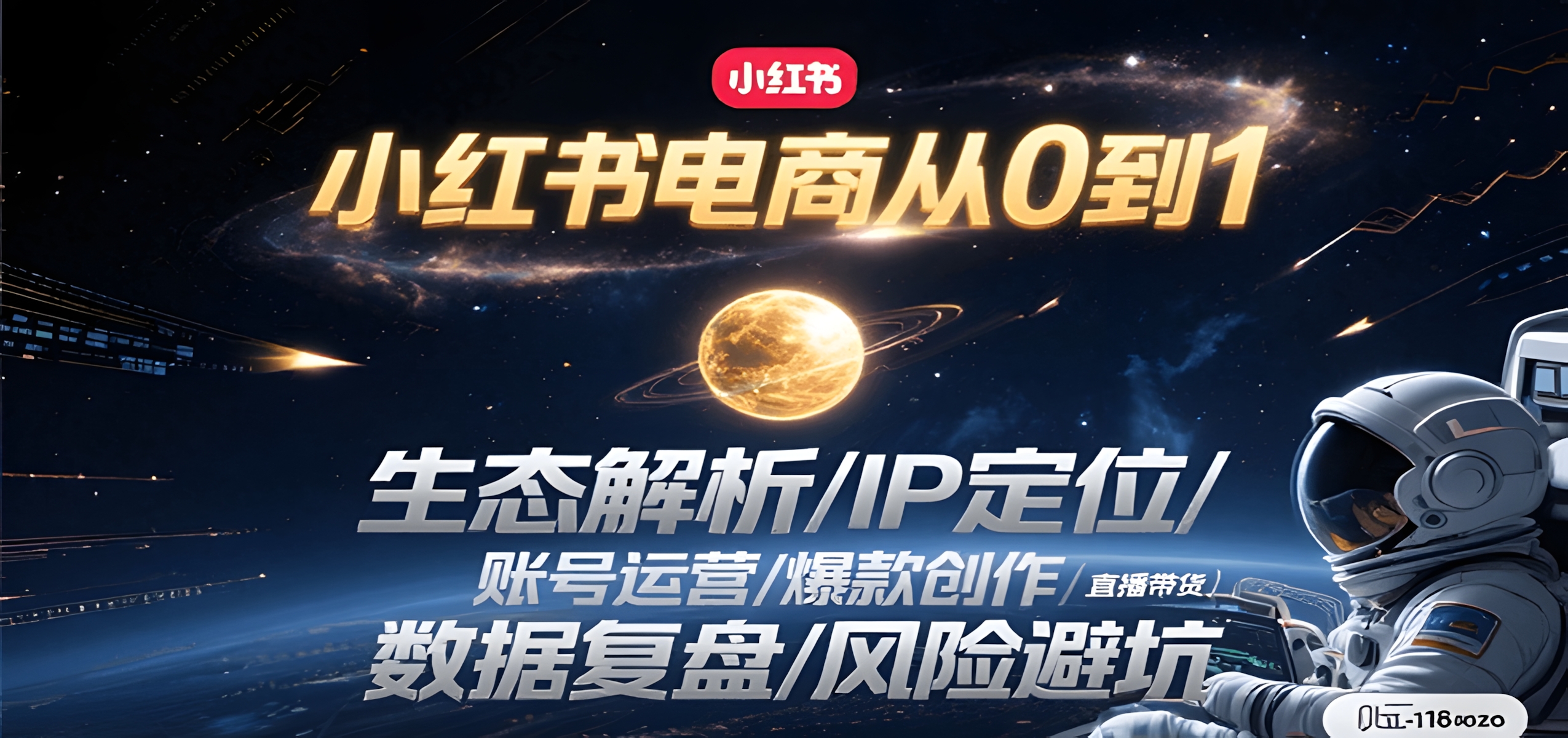 小红书电商从0到1:生态解析/IP定位/ 账号运营/爆款创作/直播带货/数据复盘/风险避坑