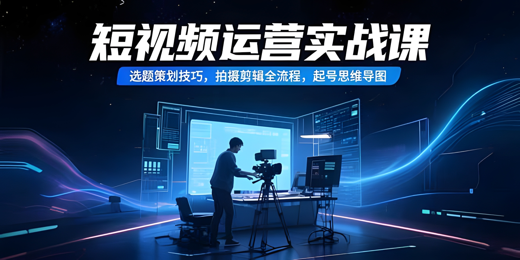 短视频运营实战课,选题策划技巧,拍摄剪辑全流程,起号思维导图