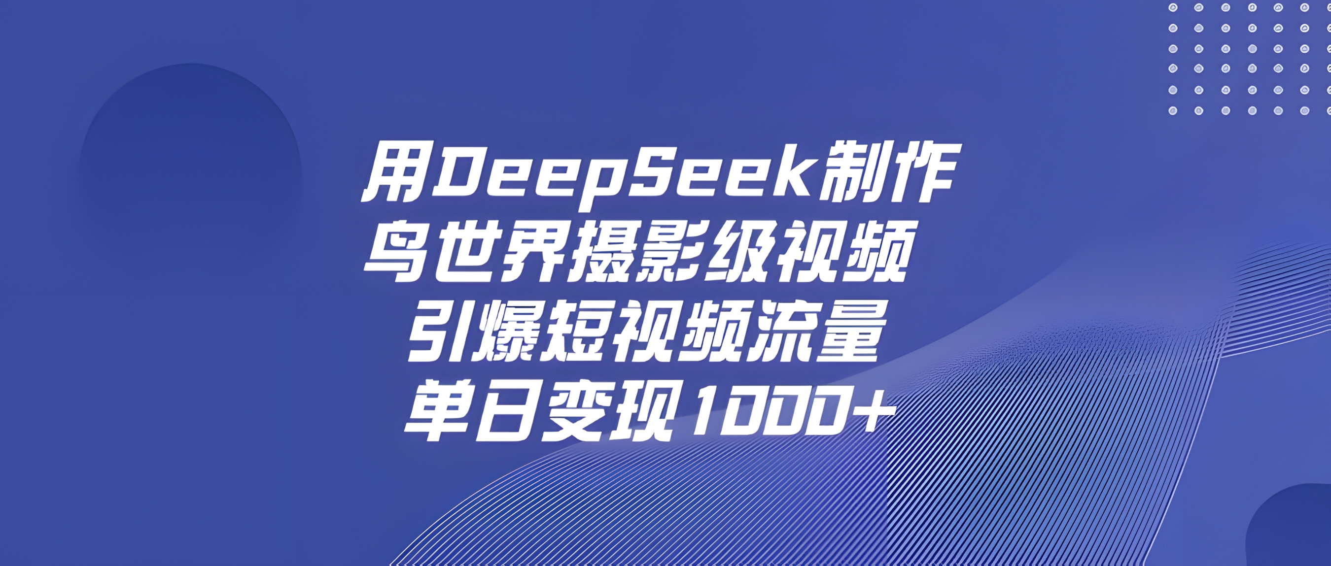 用DeepSeek制作鸟,世界摄影级视频,引爆短视频流量,单日变现1000+