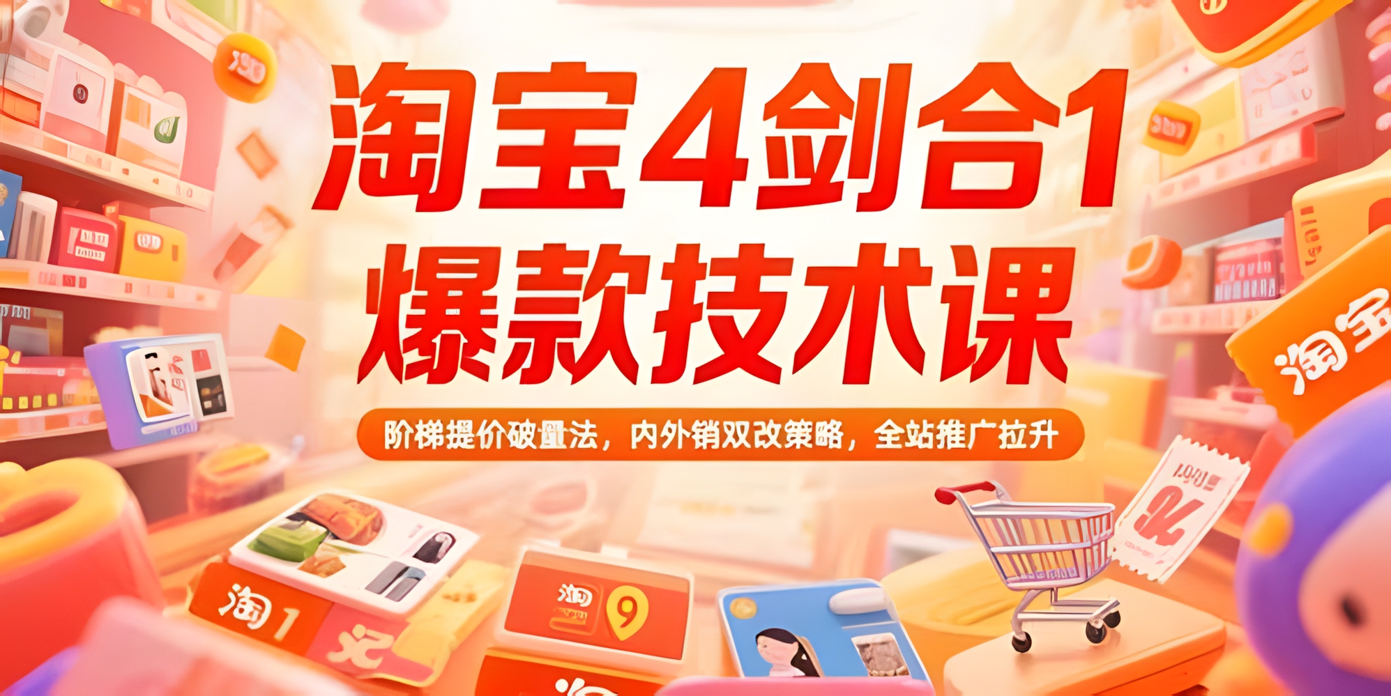 淘宝4剑合1爆款技术课73期:阶梯提价破量法,内外销双改策略 全站推广拉升