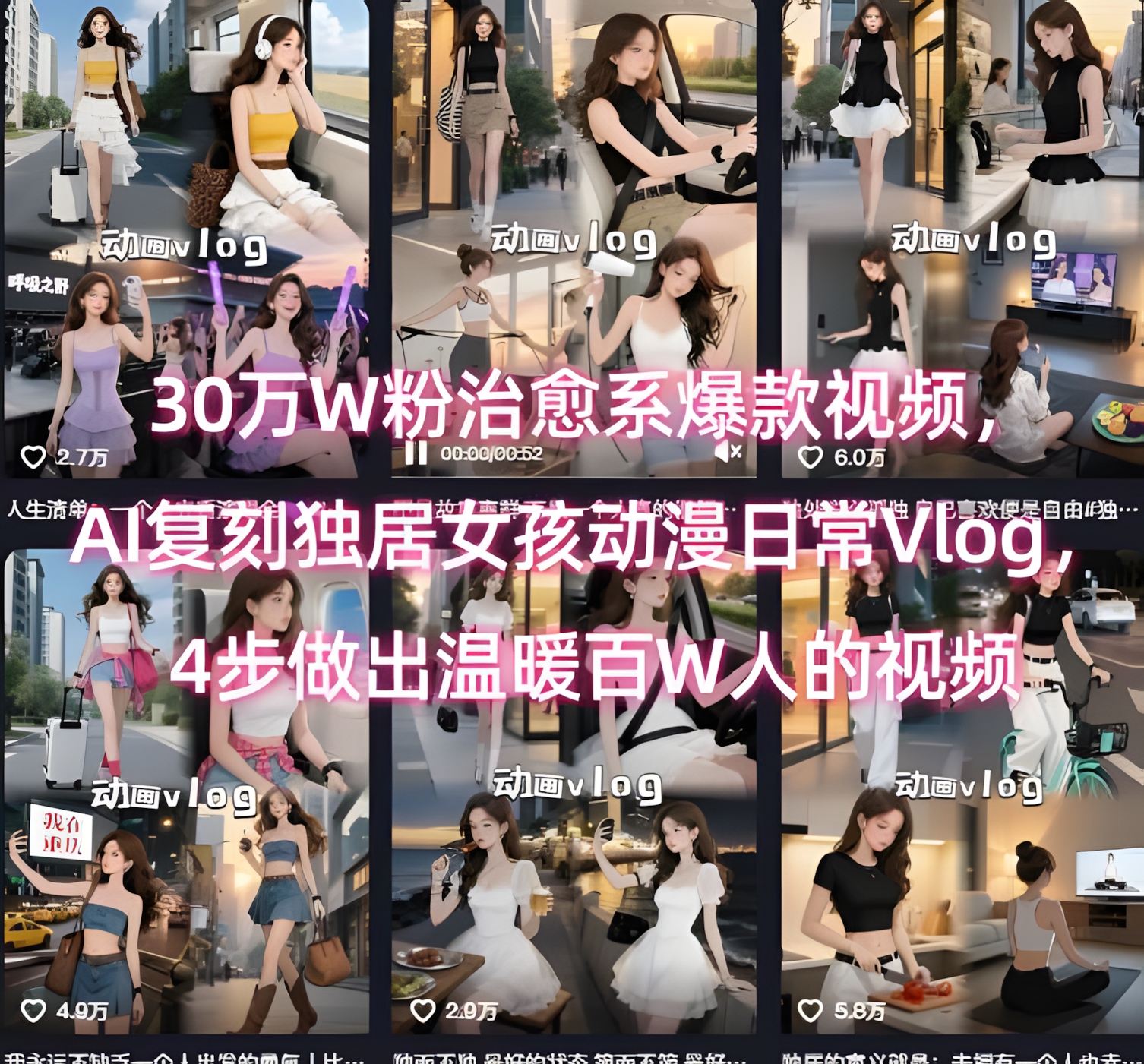 30万W粉治愈系爆款视频,AI复刻独居女孩动漫日常Vlog,4步做出温暖百W人的视频
