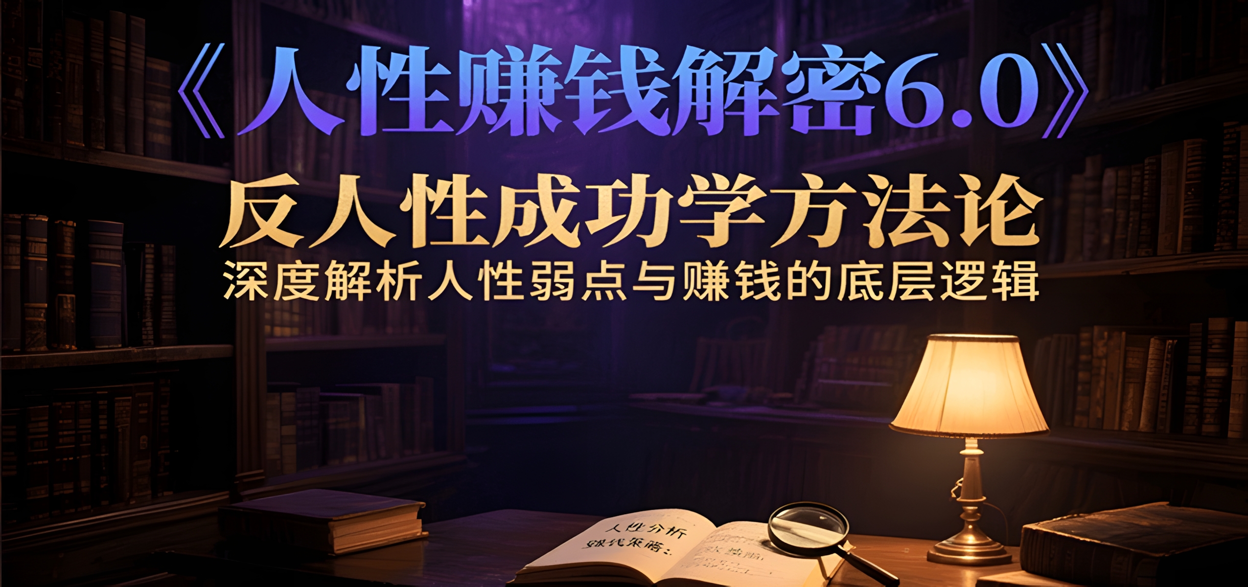 人性赚钱解密6.0,反人性成功学方法论,深度解析人性弱点与赚钱的底层逻辑