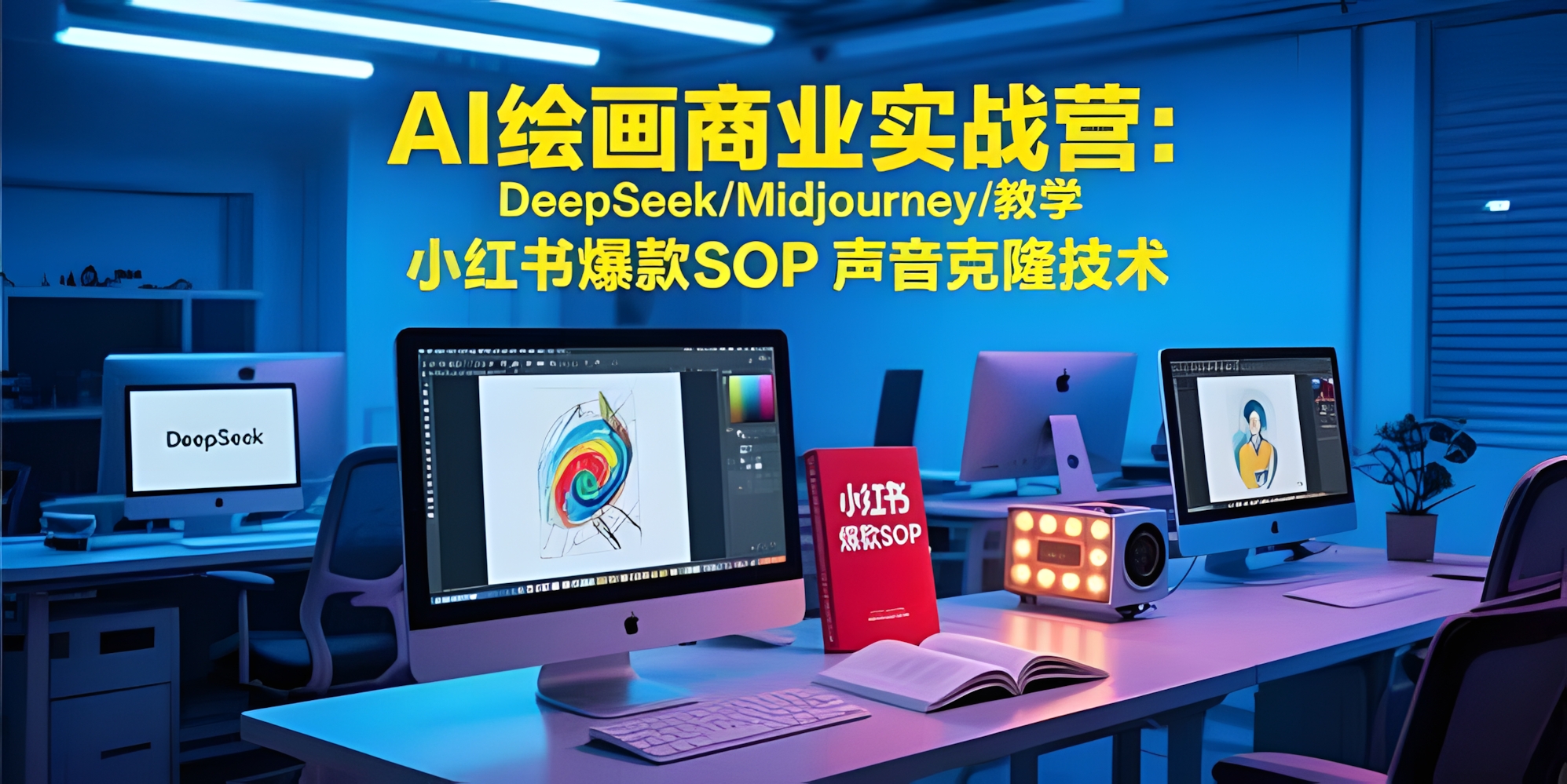 AI绘画商业实战营:DeepSeek/Midjourney/教学 小红书爆款SOP 声音克隆技术