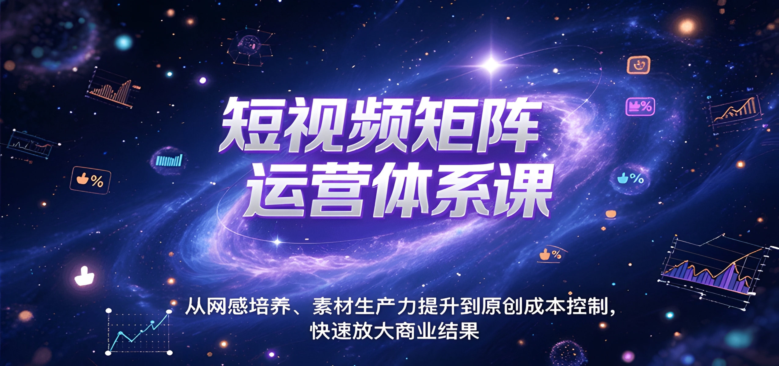 短视频矩阵运营体系课,从网感培养、素材生产力提升到原创成本控制,快速放大商业结果