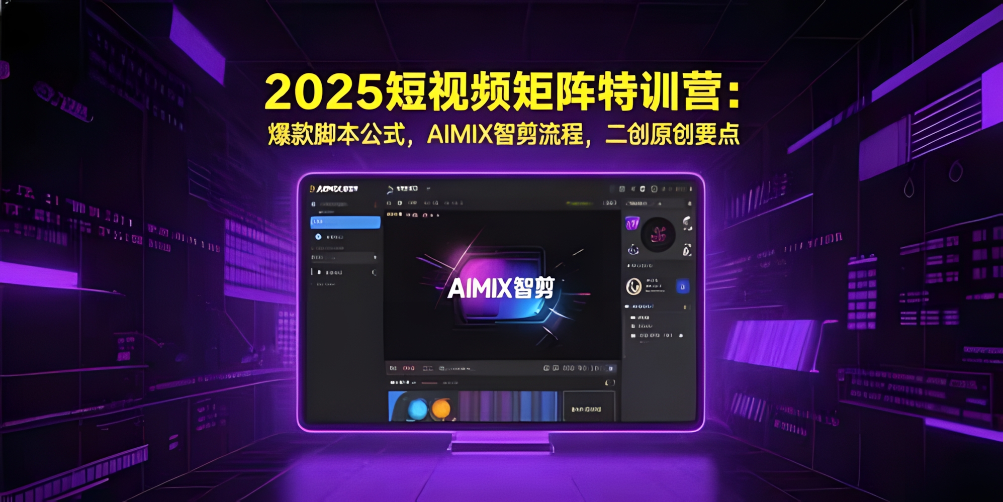 2025短视频矩阵特训营:爆款脚本公式,AIMIX智剪流程,二创原创要点