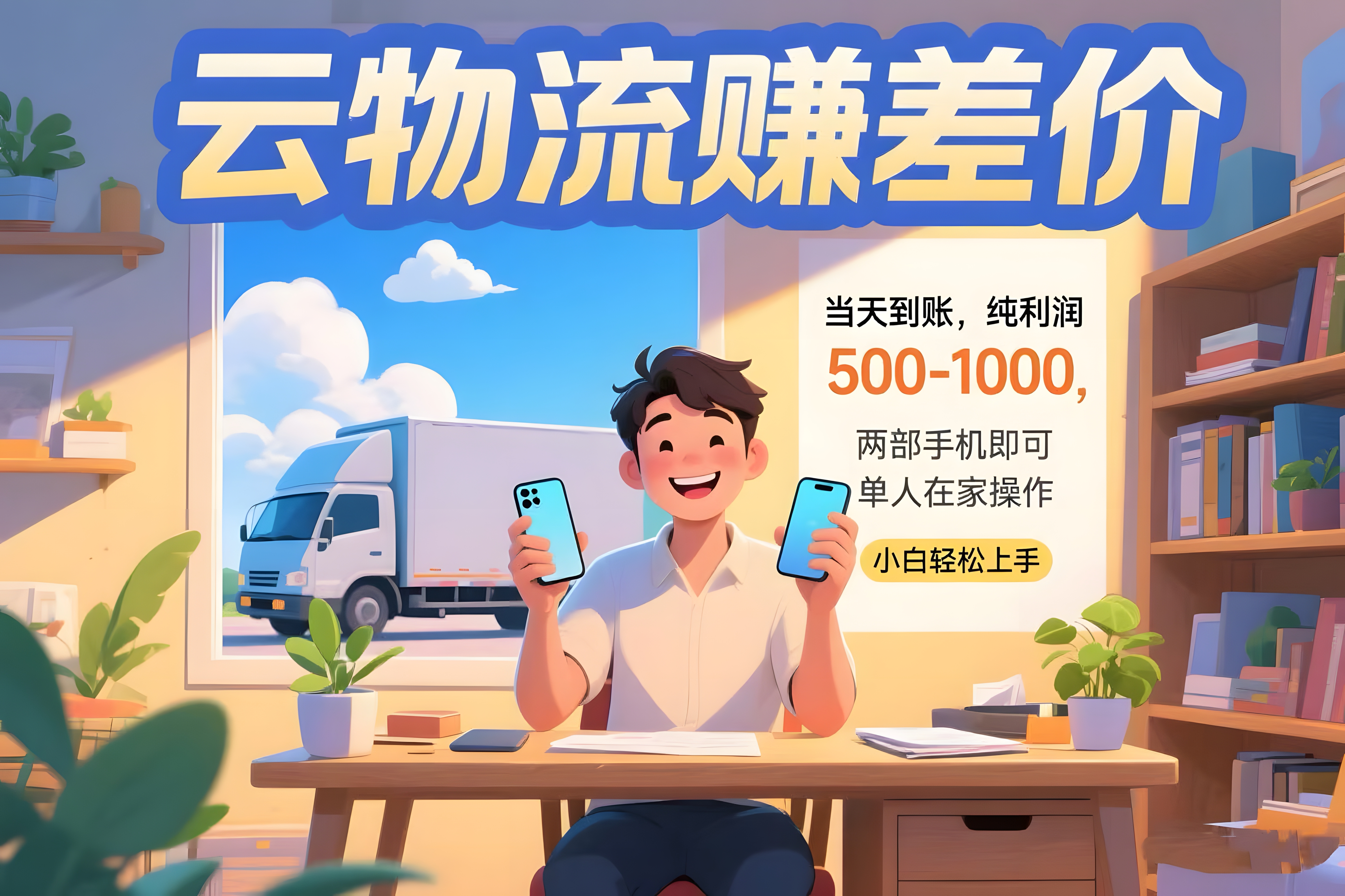 云物流赚差价 当天到账纯利润500-1000 两部手机即可 可单人在家操作