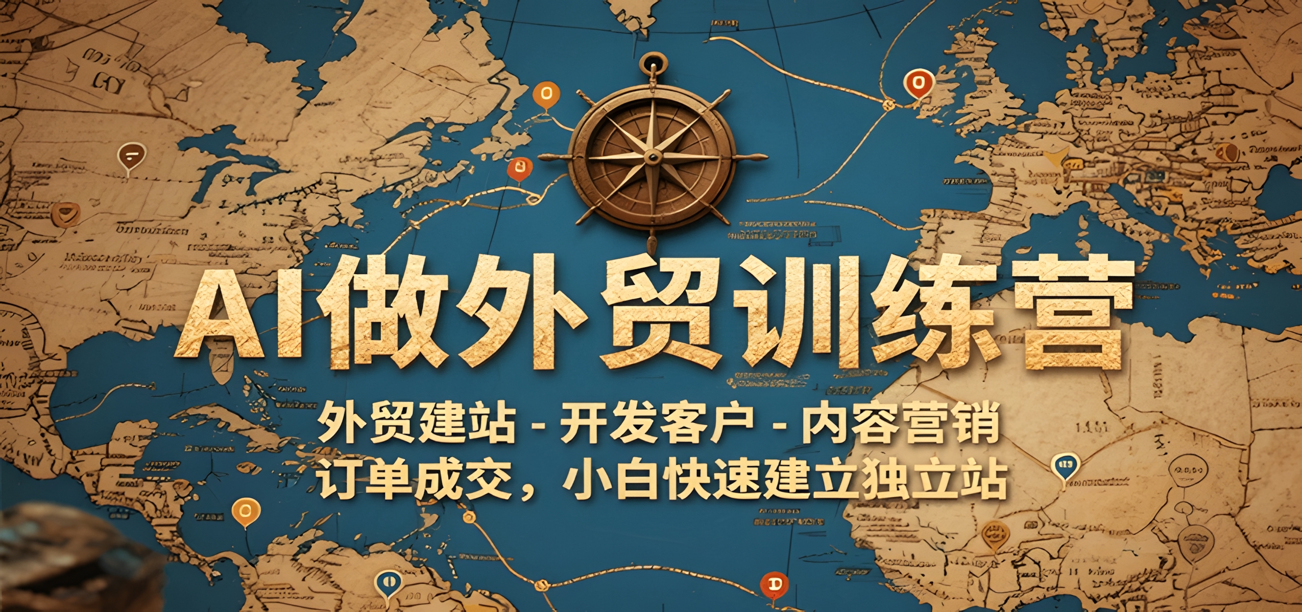 AI做外贸训练营,外贸建站-开发客户-内容营销-订单成交,小白快速建立独立站
