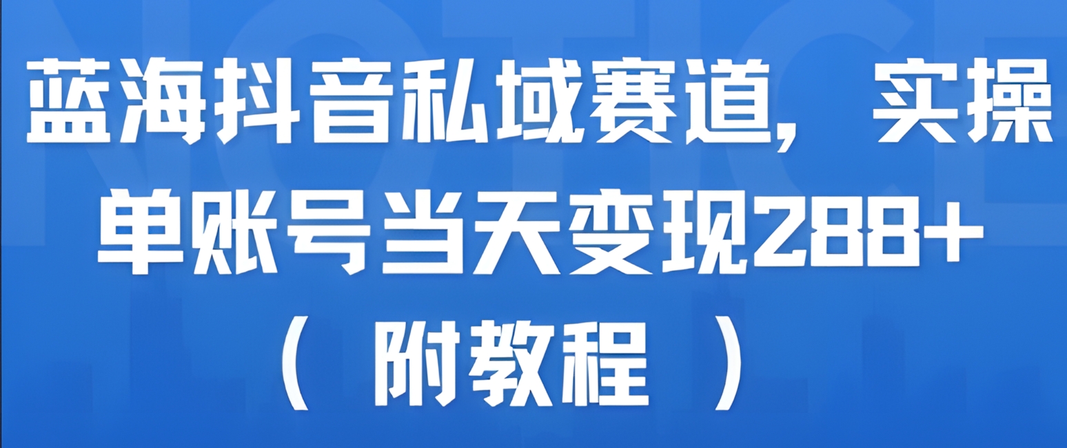 蓝海抖音私域赛道,实操单账号当天变现288+(附教程)