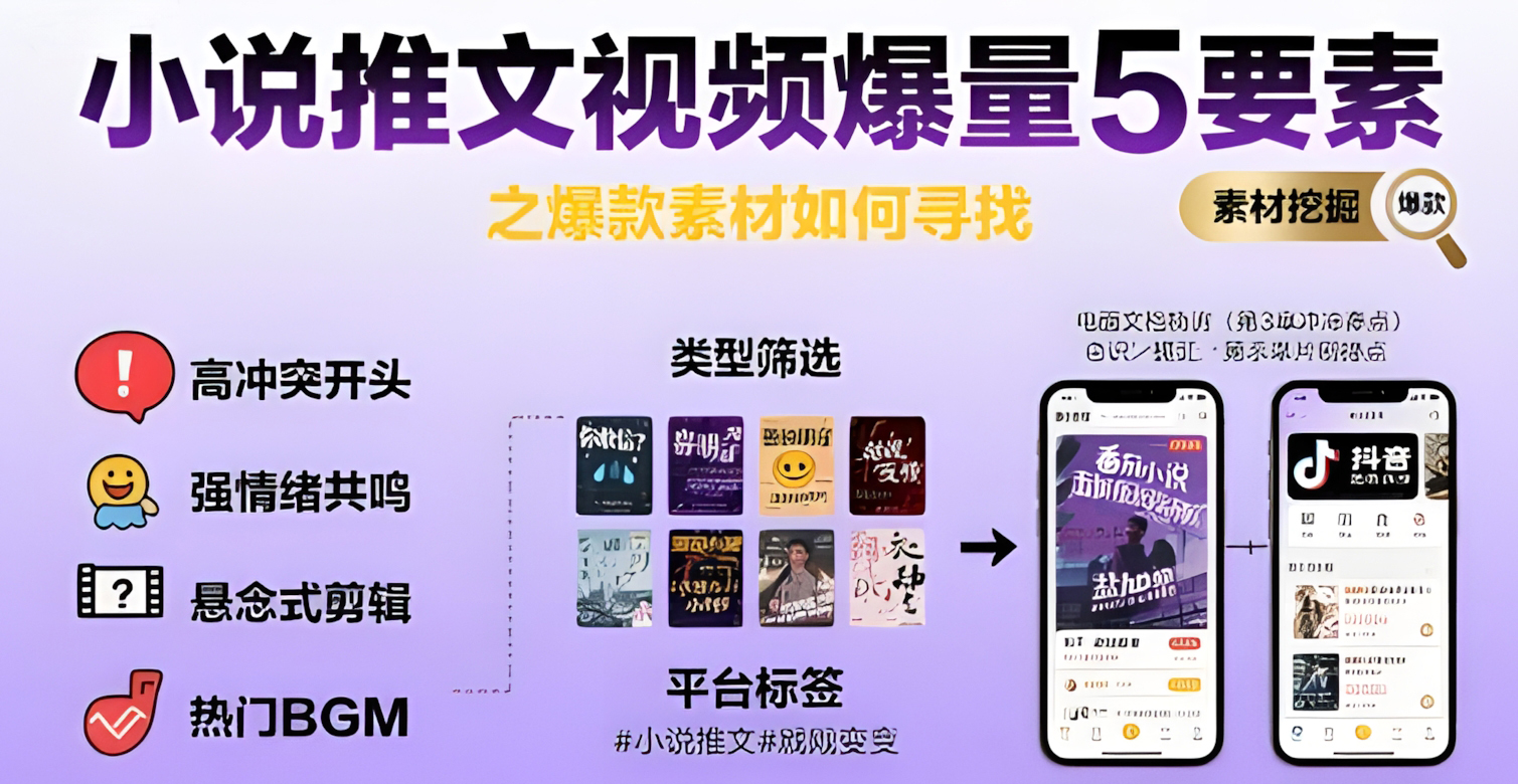 小说推文视频爆量5要素之爆款素材如何寻找