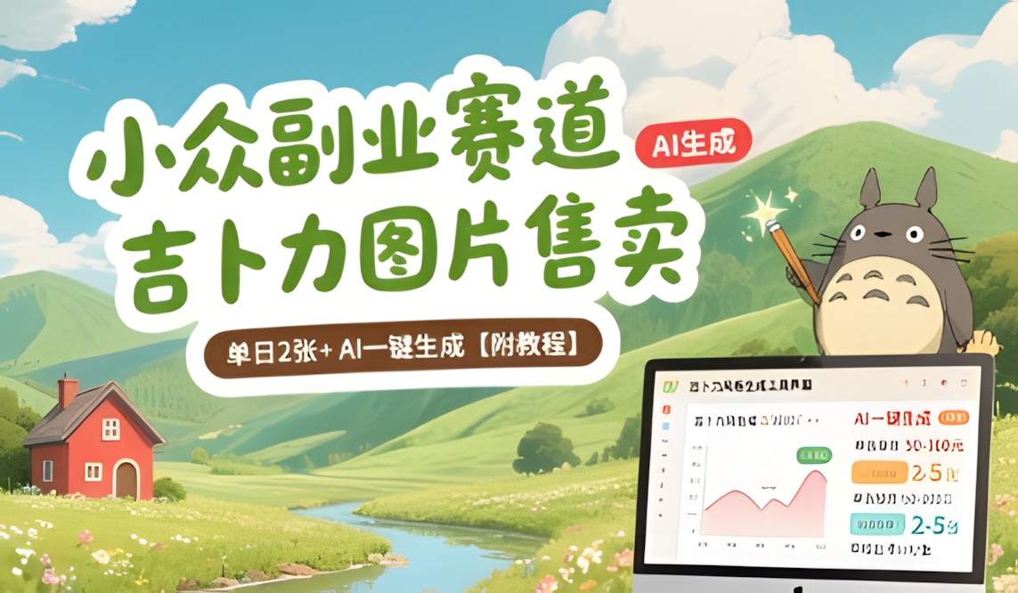 小众副业赛道 吉卜力图片售卖 单日2张+ AI一键生成【附教程】