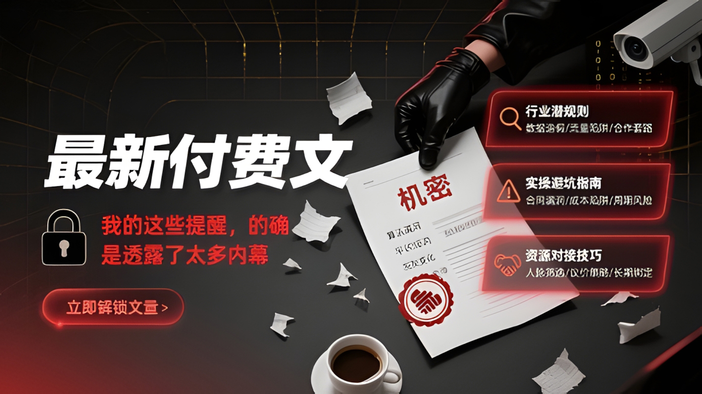 最新付费文:我的这些提醒,的确是透露了太多内幕