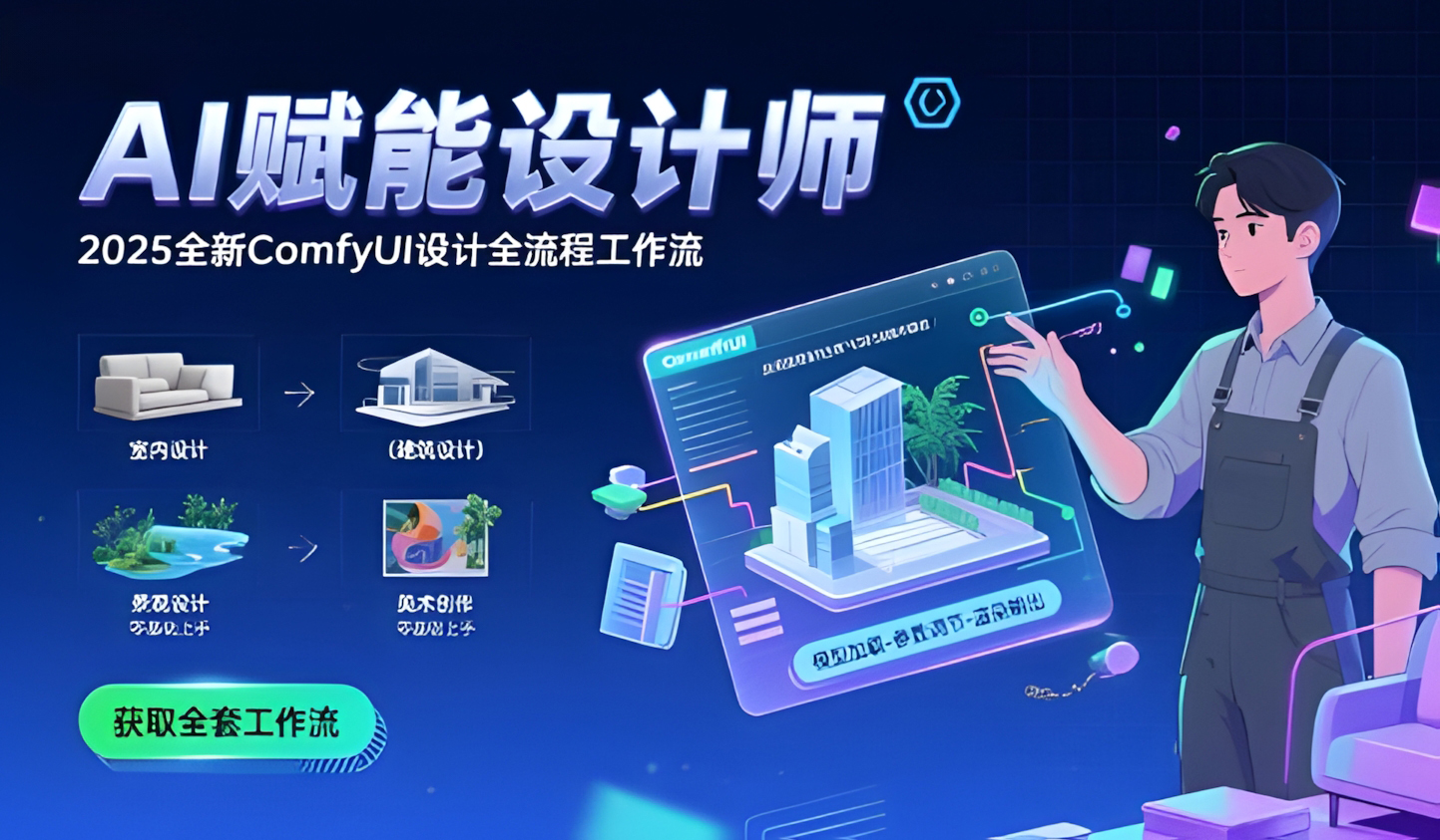 AI赋能设计师, 2025全新comfyui设计全流程工作流 ,室内-建筑-景观-美术,零基础直接上手