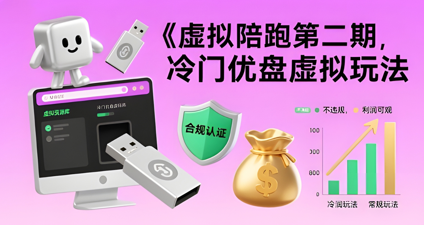 虚拟陪跑第二期,冷门优盘虚拟玩法,不违规,利润可观