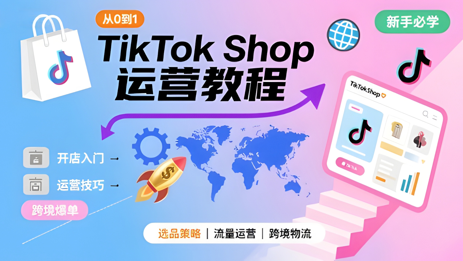TikTok Shop从0到1运营教程,TikTok跨境电商新手必学课程