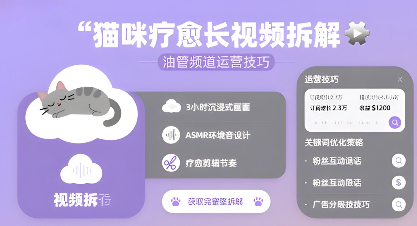 猫咪疗愈长视频拆解 &油管频道运营技巧