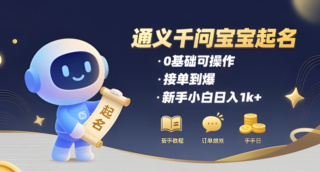 通义千问给宝宝起名 0基础可操作 接单到爆 新手小白日入1k+