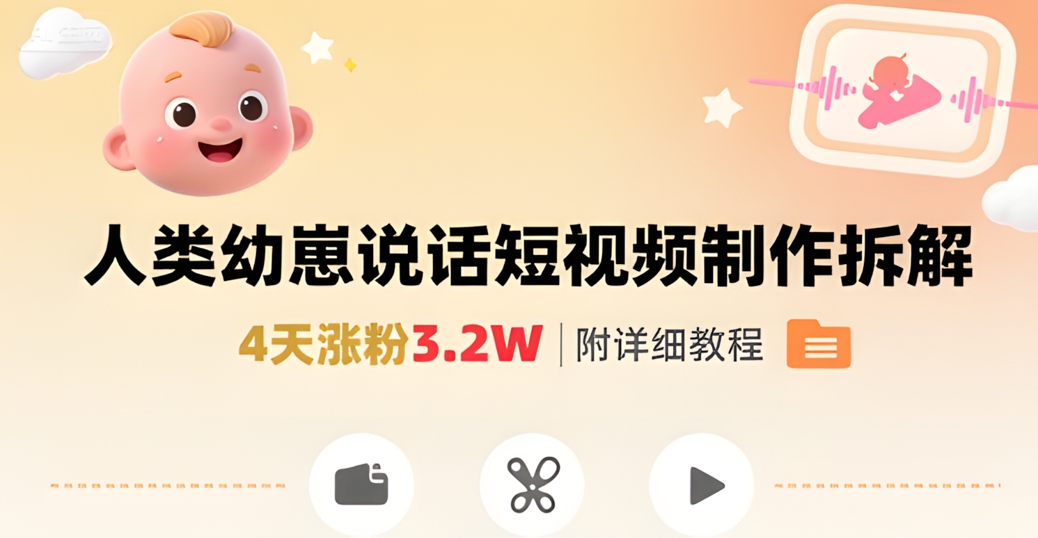 拆解人类幼崽宝宝要说话短视频制作,4天涨粉3.2W,附详细教程