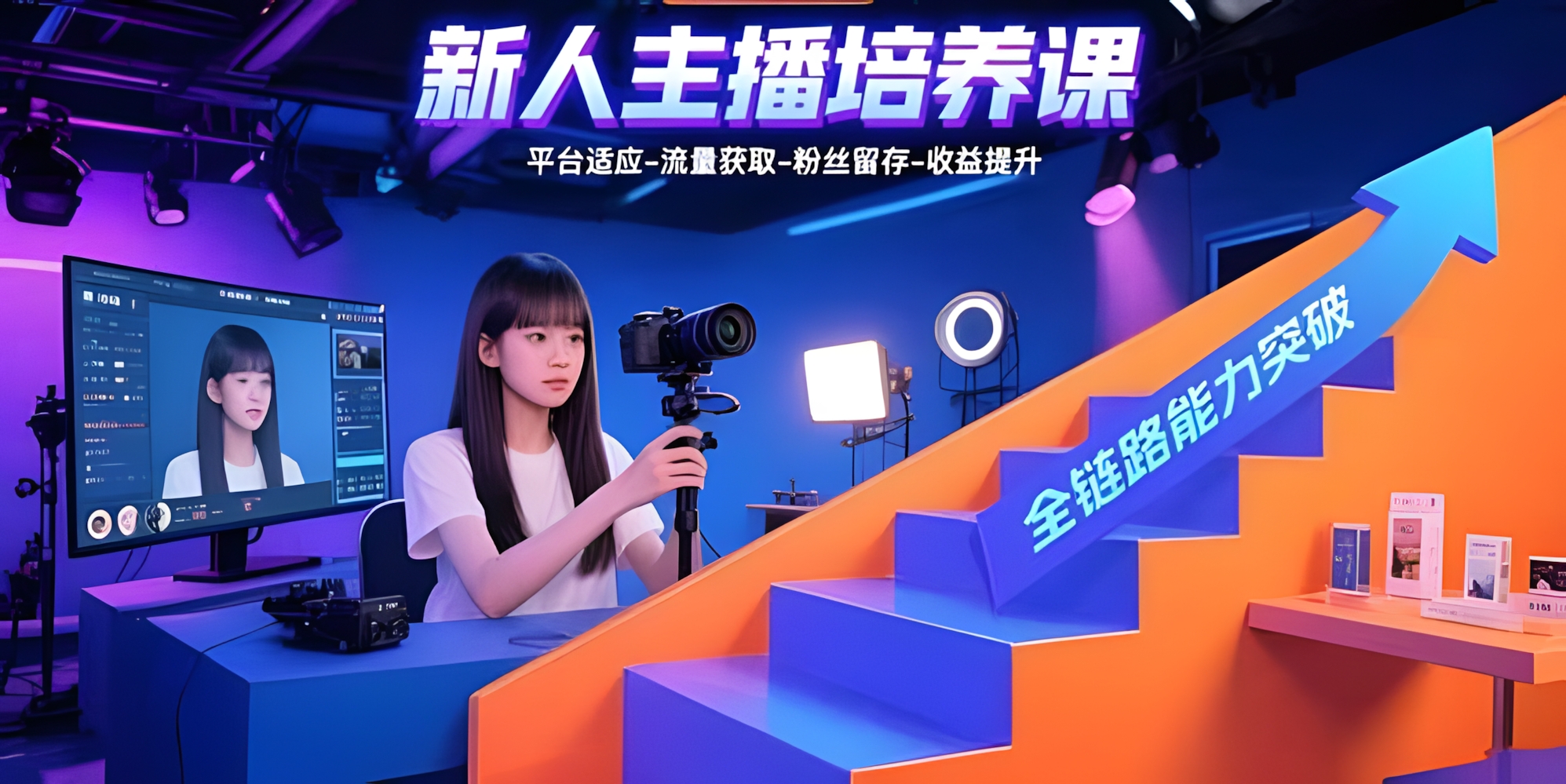 新人主播培养课:平台适应-流量获取-粉丝留存-收益提升,全链路能力突破