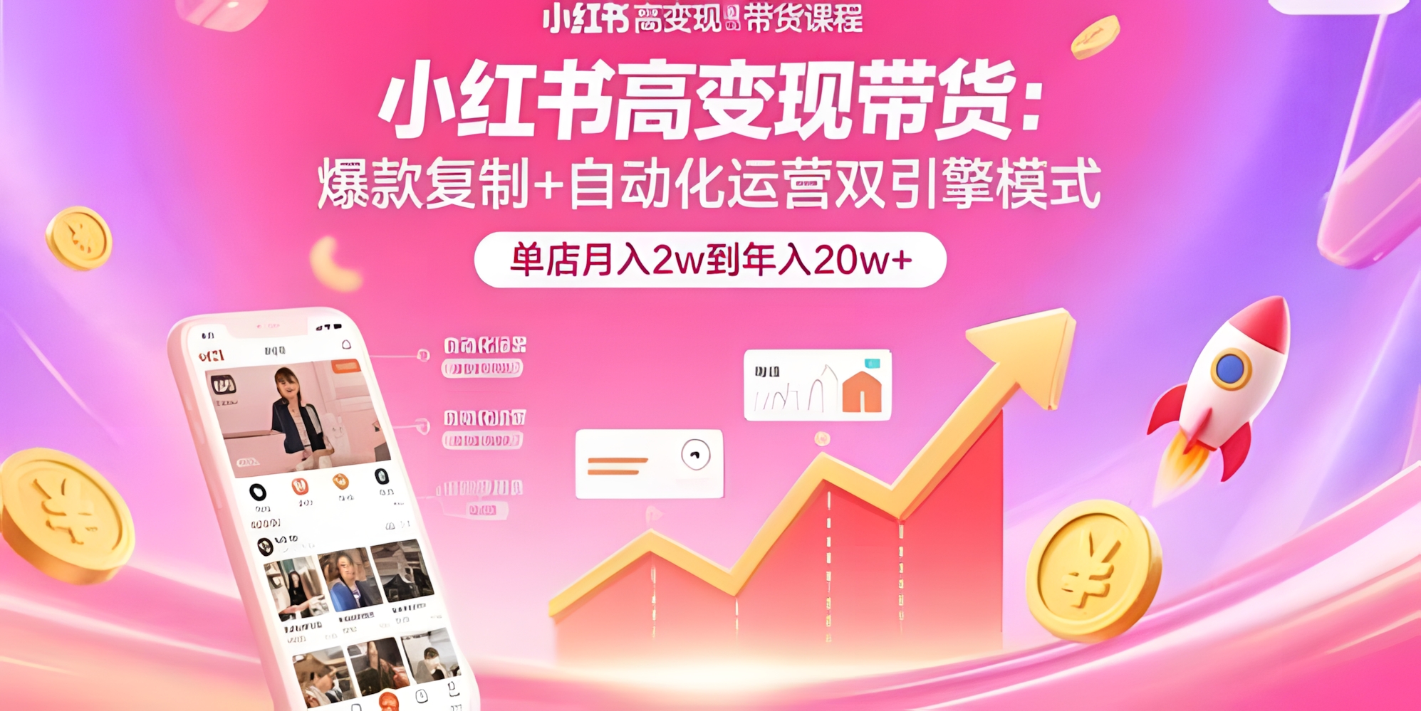 小红书高变现带货:爆款复制+自动化运营双引擎模式 单店月入2w到年入20w+