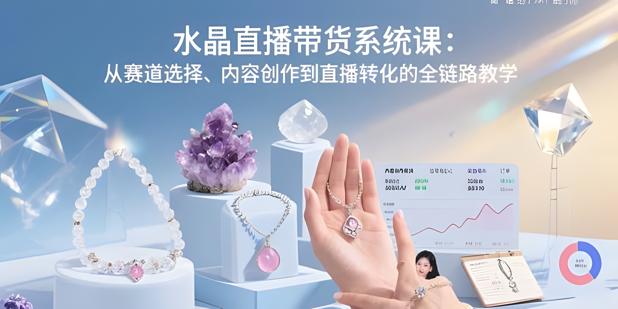 水晶直播带货系统课:从赛道选择、内容创作到直播转化的全链路教学