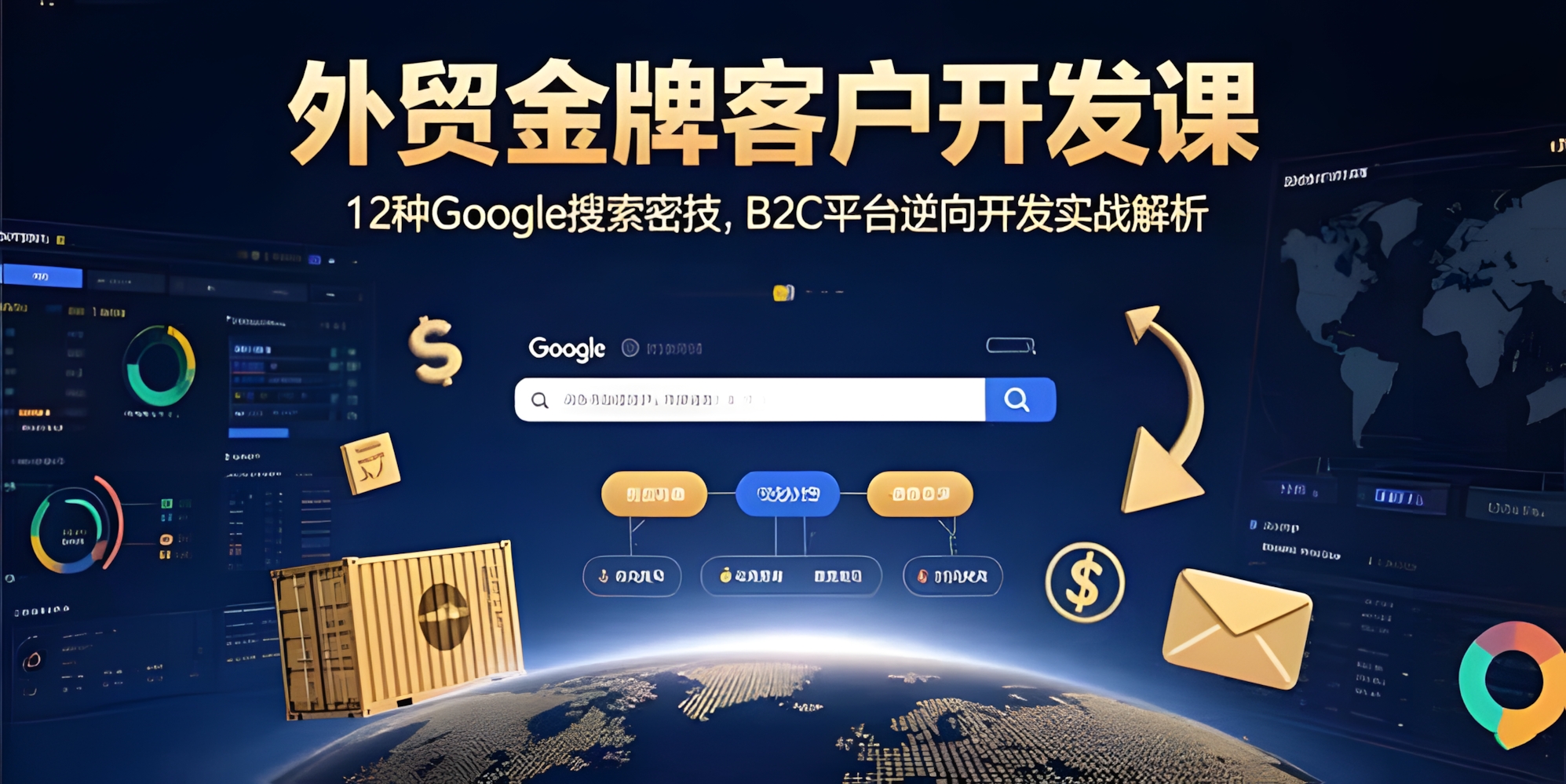 外贸金牌客户开发课,12种Google搜索密技,B2C平台逆向开发实战解析