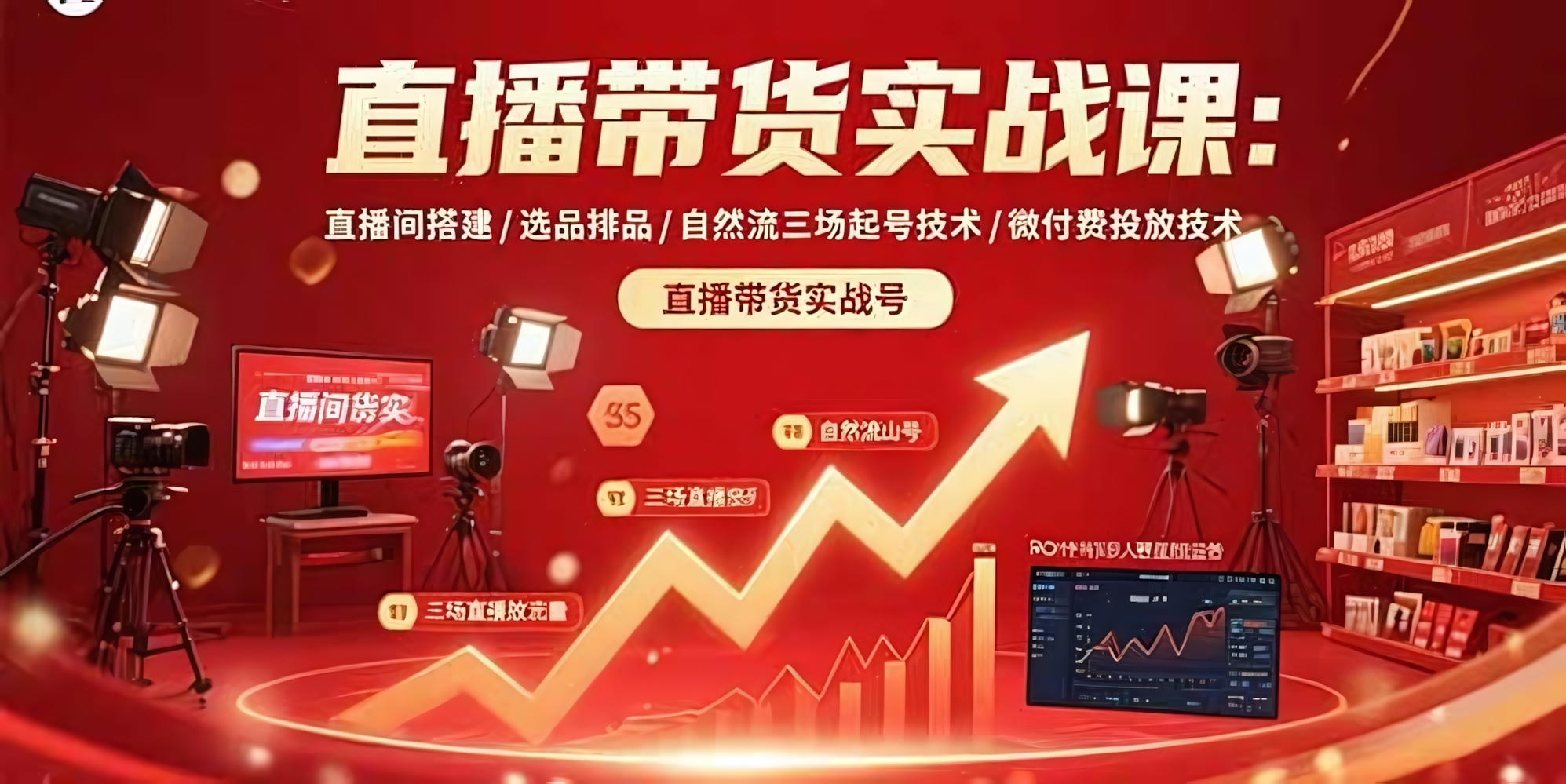 直播带货实战课:直播间搭建/选品排品/自然流三场起号技术/微付费投放技术