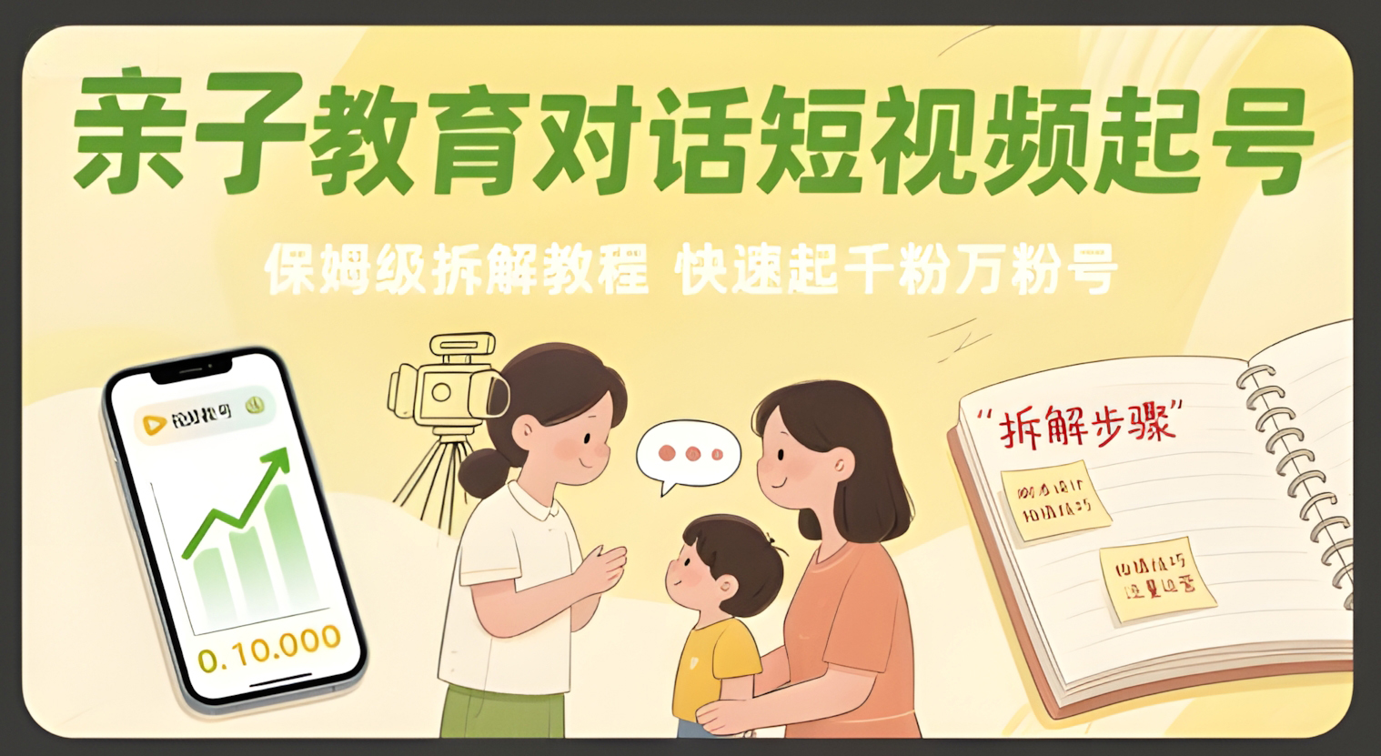 亲子教育对话短视频起号,保姆级拆解教程,快速起千粉万粉号