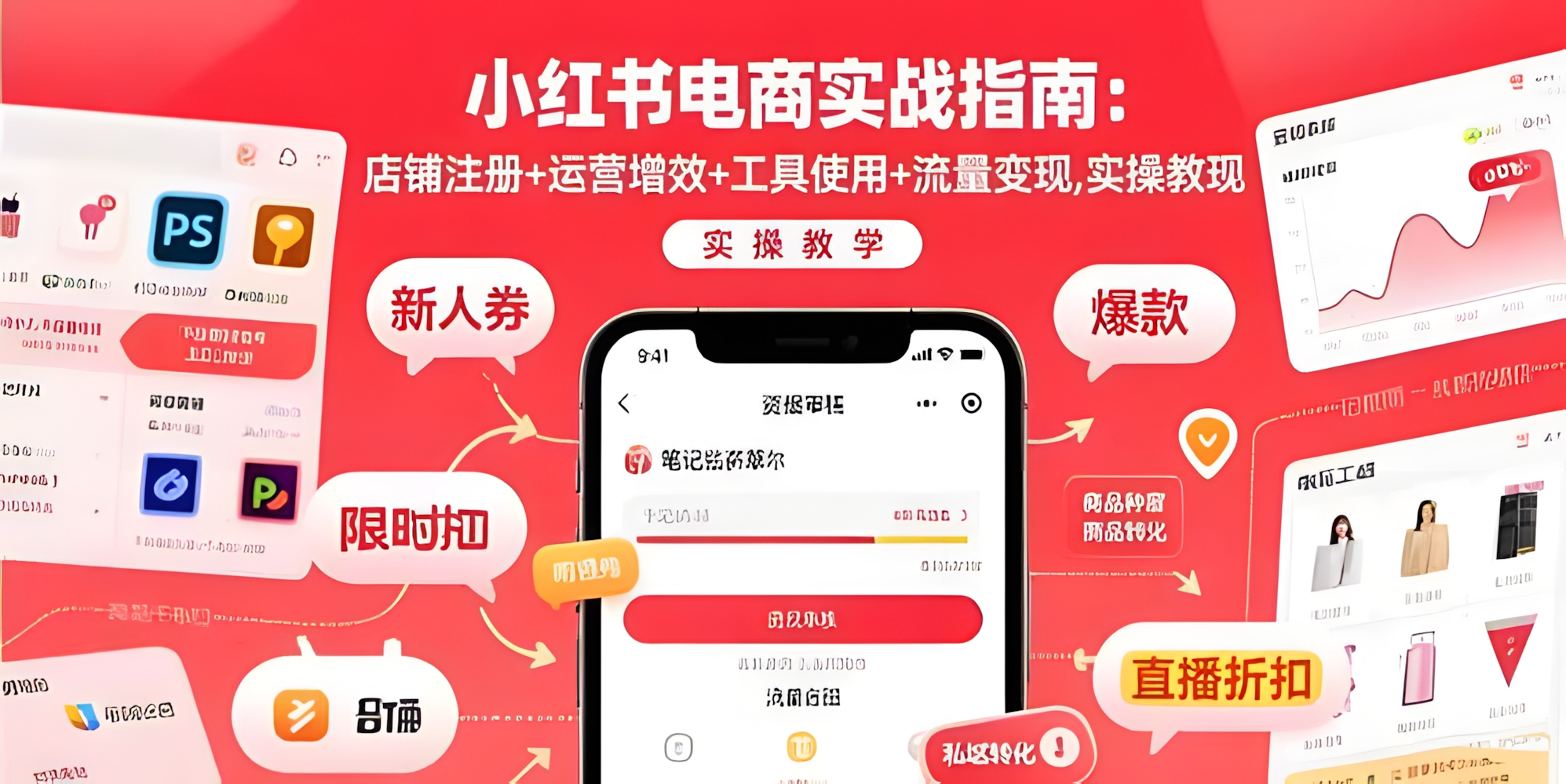 小红书电商实战指南:店铺注册+运营增效+工具使用+流量变现,实操教学