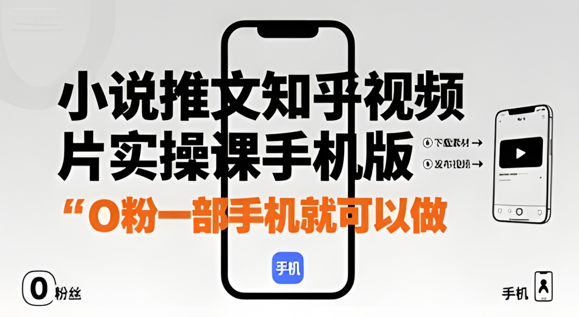 小说推文知乎视频图片实操课手机版,0粉一部手机就可以做